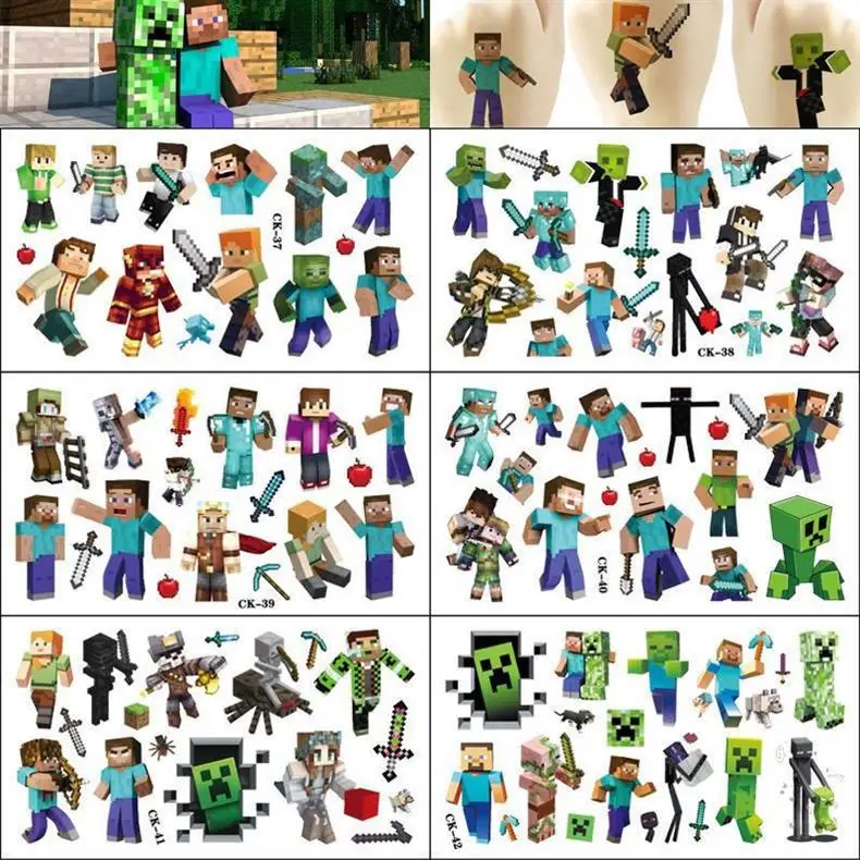 Minecraft Children's Tattoo Stickers for Boys, Waterproof, Long-Lasting, Cute Cartoon Water Transfer Stickers for Girls and Boys — feature 6