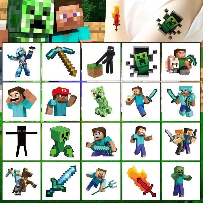 Minecraft Children's Tattoo Stickers for Boys, Waterproof, Long-Lasting, Cute Cartoon Water Transfer Stickers for Girls and Boys — feature 7