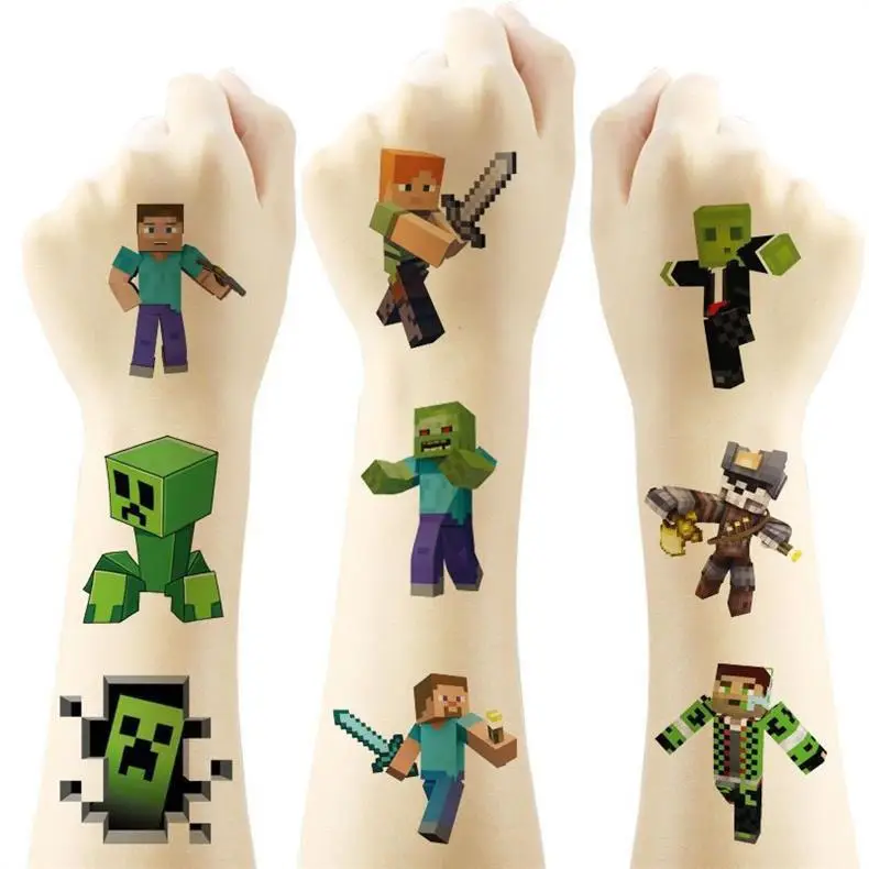 Minecraft Children's Tattoo Stickers for Boys, Waterproof, Long-Lasting, Cute Cartoon Water Transfer Stickers for Girls and Boys — feature 9