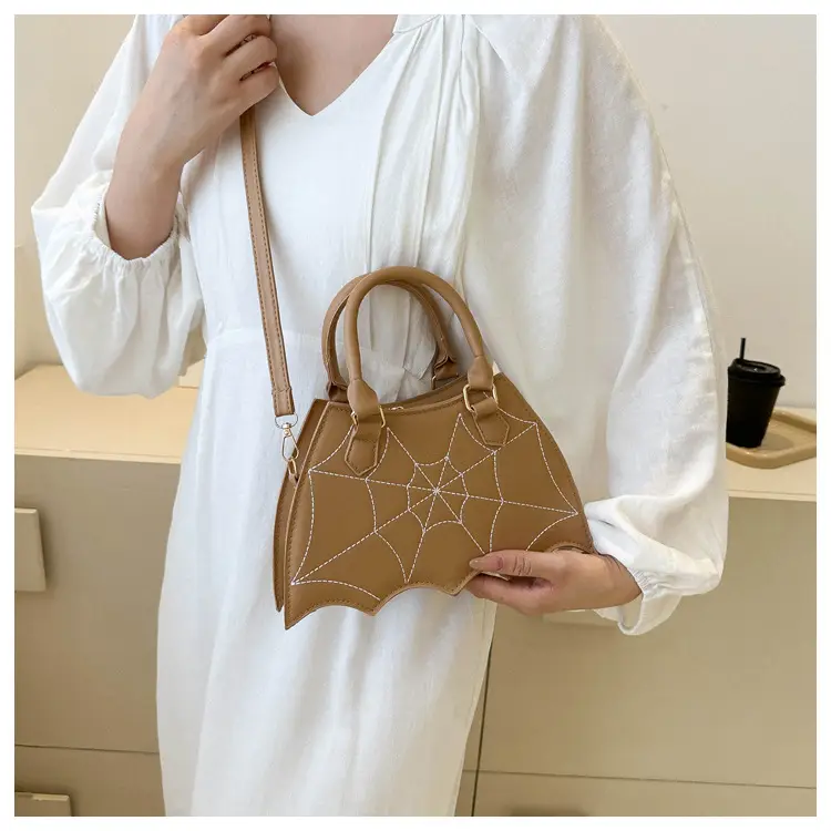 Women's Embroidered Leather Shoulder Bag Tan 2025 — feature 10
