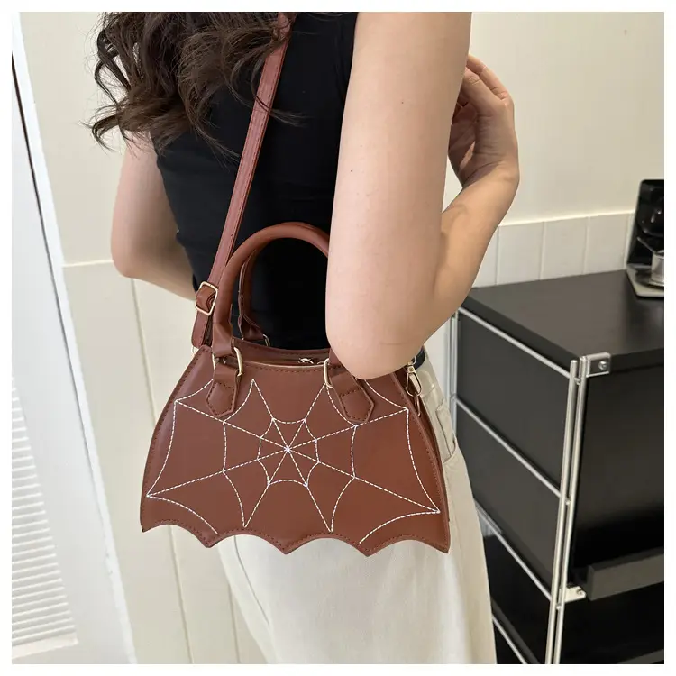 Women's Embroidered Leather Shoulder Bag Tan 2025 — feature 16