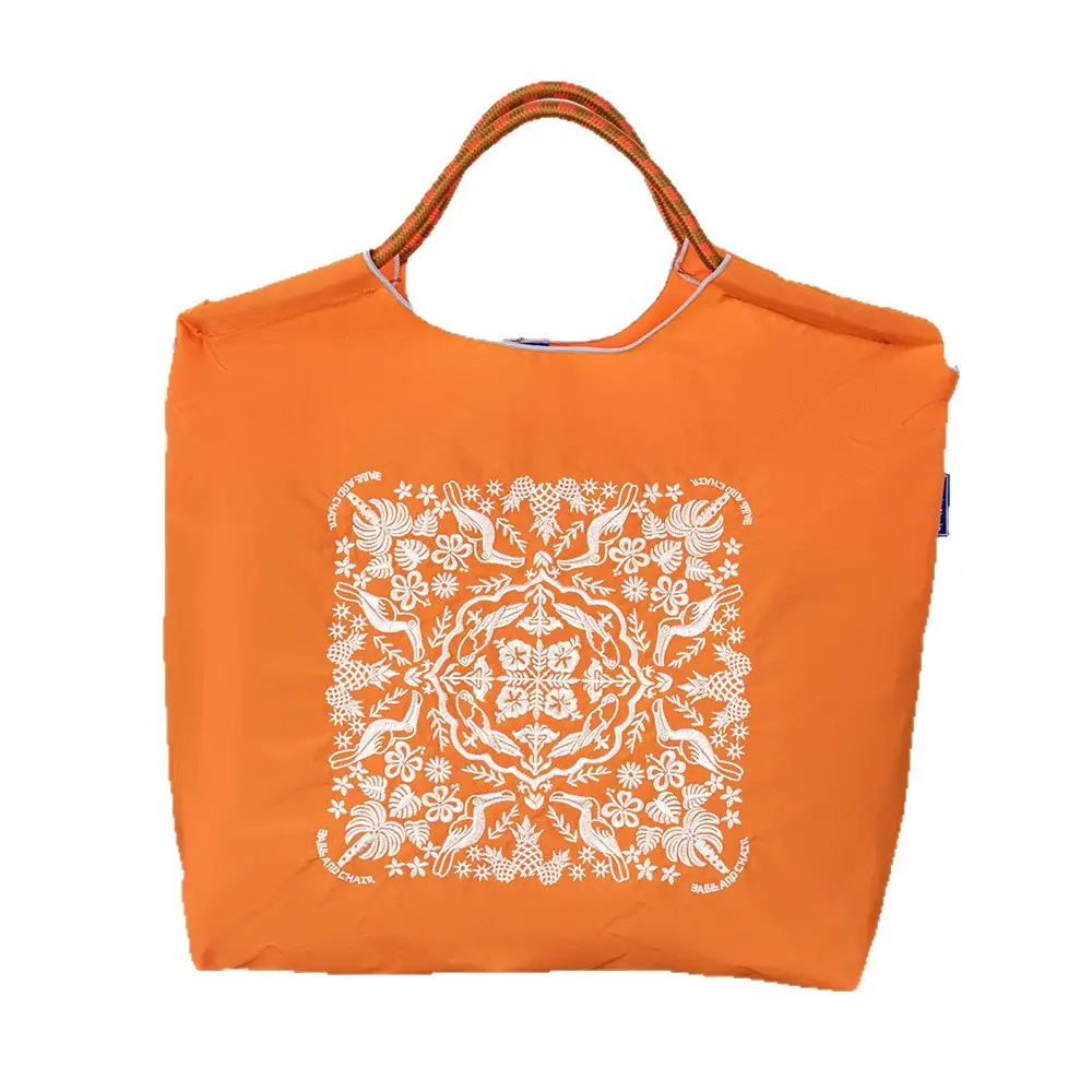 New Japanese-Style Embroidered Tote Bag Orange Green