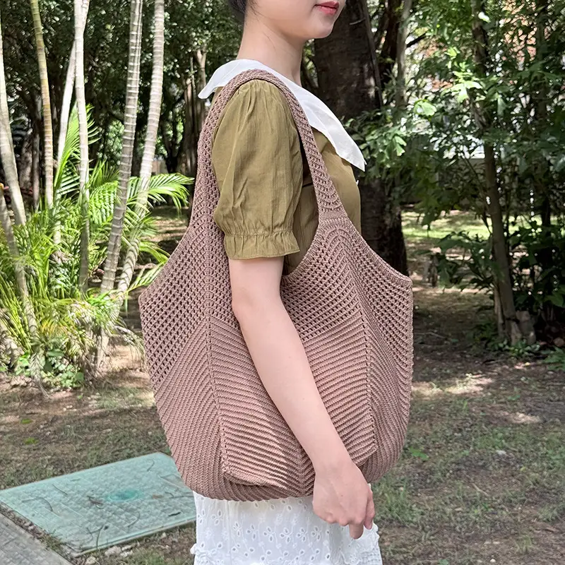 Purple Knitted Women's Shoulder Bag Large Capacity - Image 4