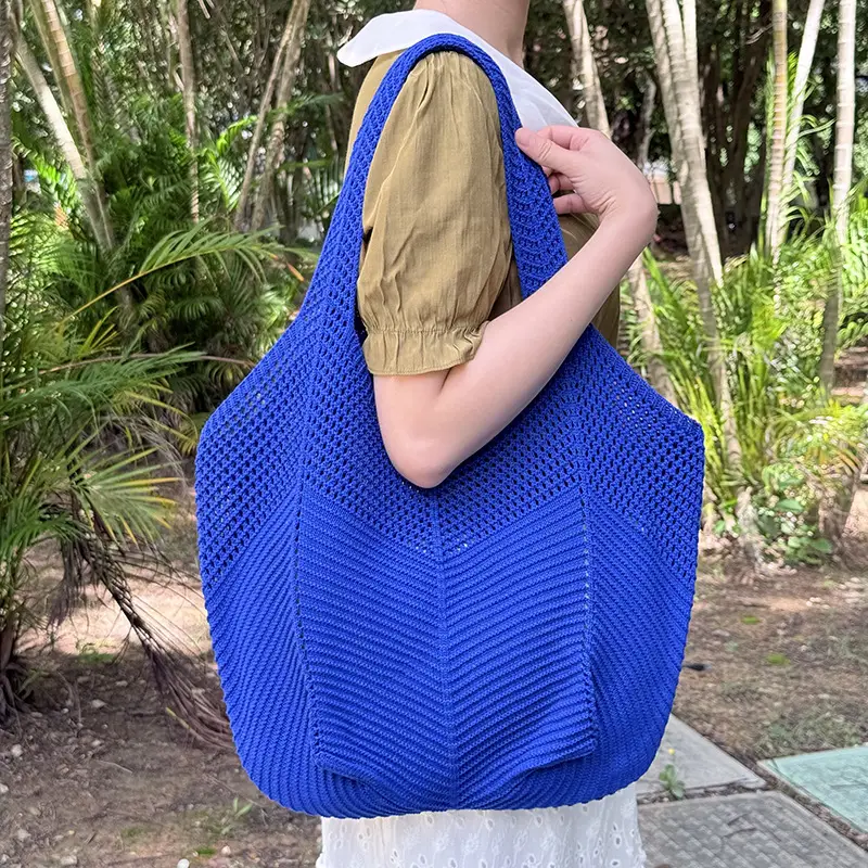 Purple Knitted Women's Shoulder Bag Large Capacity - Image 2