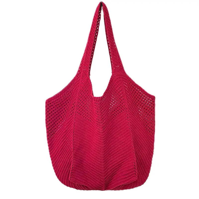 Purple Knitted Women's Shoulder Bag Large Capacity - Image 9