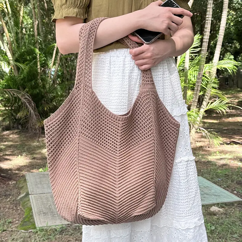 Purple Knitted Women's Shoulder Bag Large Capacity — feature 11