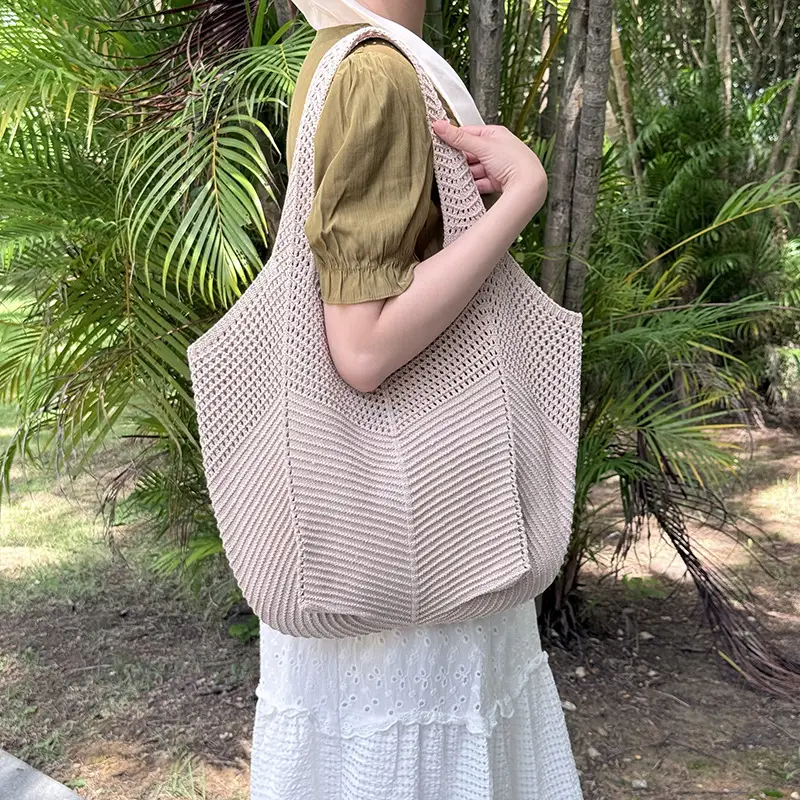 Purple Knitted Women's Shoulder Bag Large Capacity - Image 3