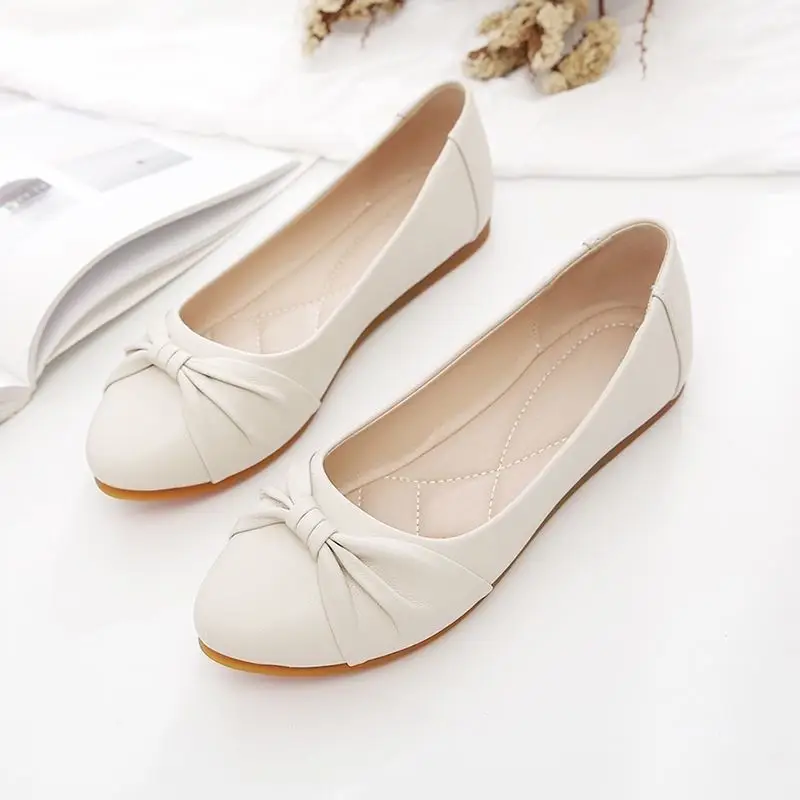 Women's Bow Flat Shoes Black White Casual Slip-On - Image 6