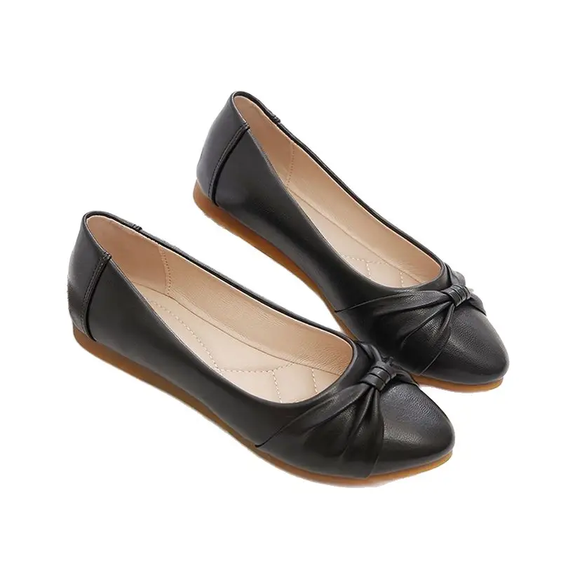 Women's Bow Flat Shoes Black White Casual Slip-On - Image 7