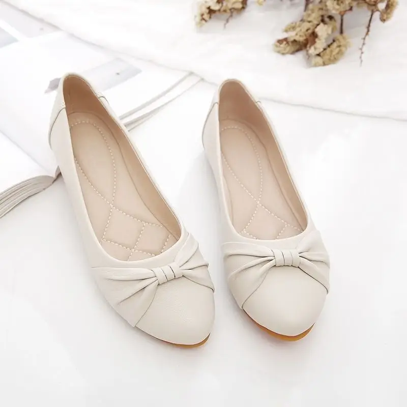 Women's Bow Flat Shoes Black White Casual Slip-On — feature 10