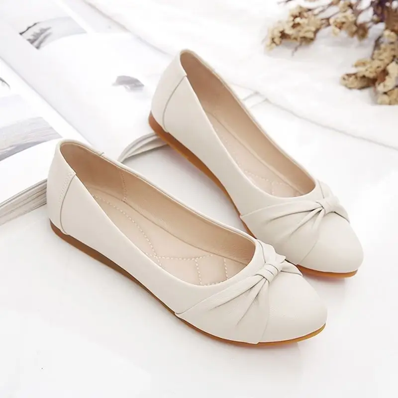 Women's Bow Flat Shoes Black White Casual Slip-On — feature 9