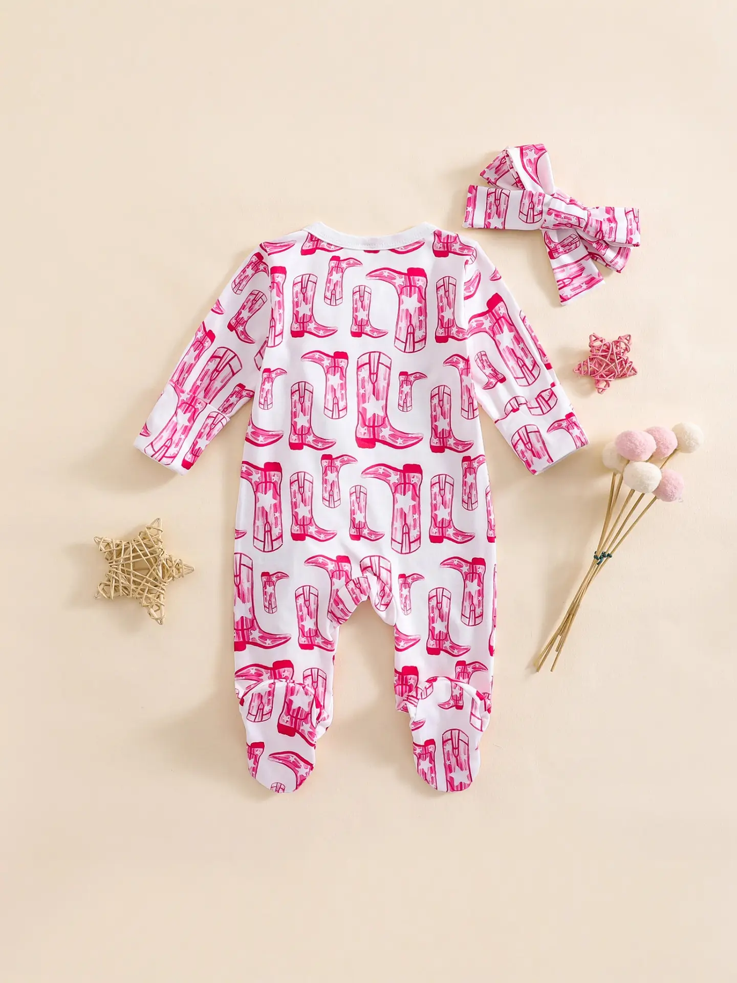 25 New Autum Baby Rompers Western Cowboy High Heels Long-Sleeves Pants Set - Image 2