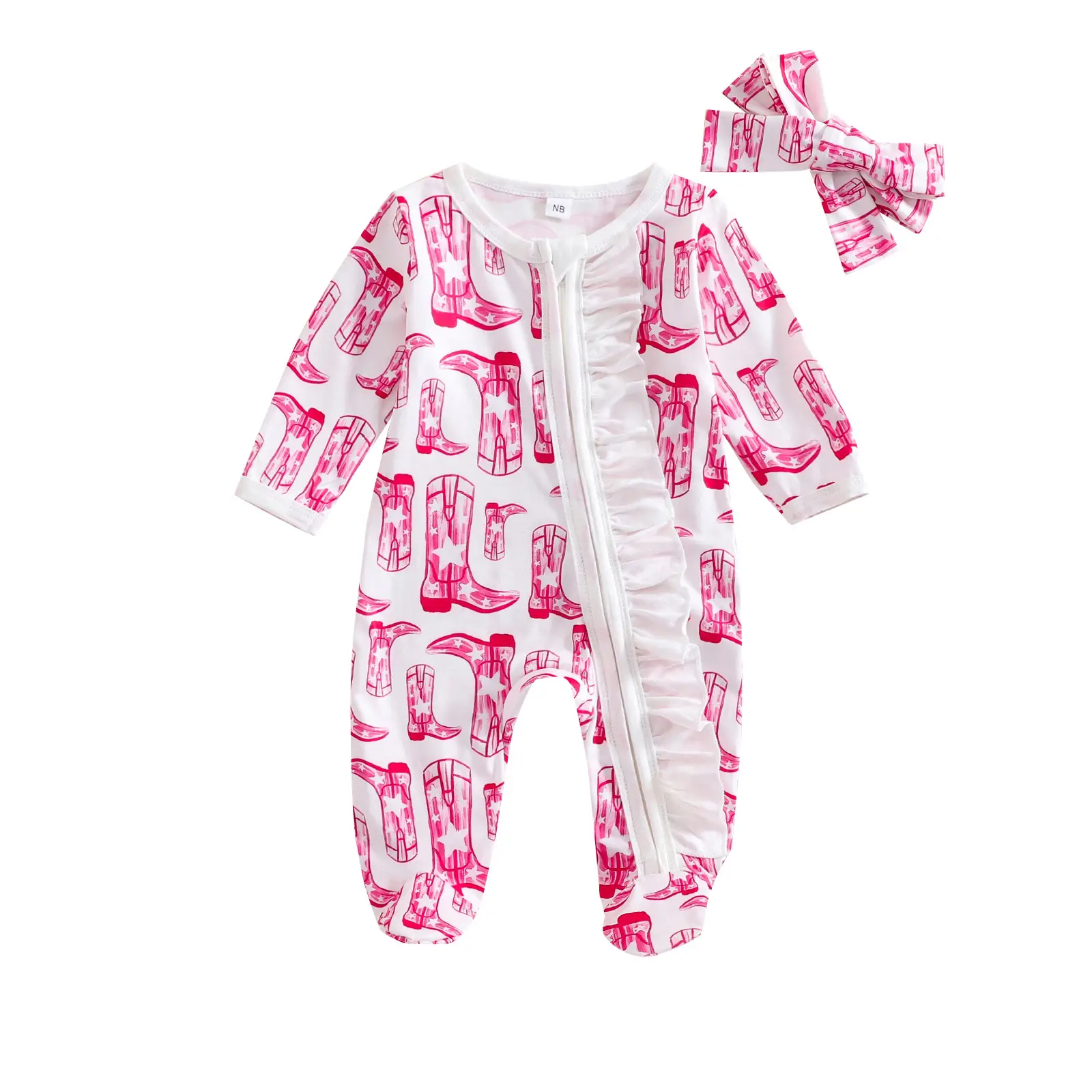 25 New Autum Baby Rompers Western Cowboy High Heels Long-Sleeves Pants Set β feature 2