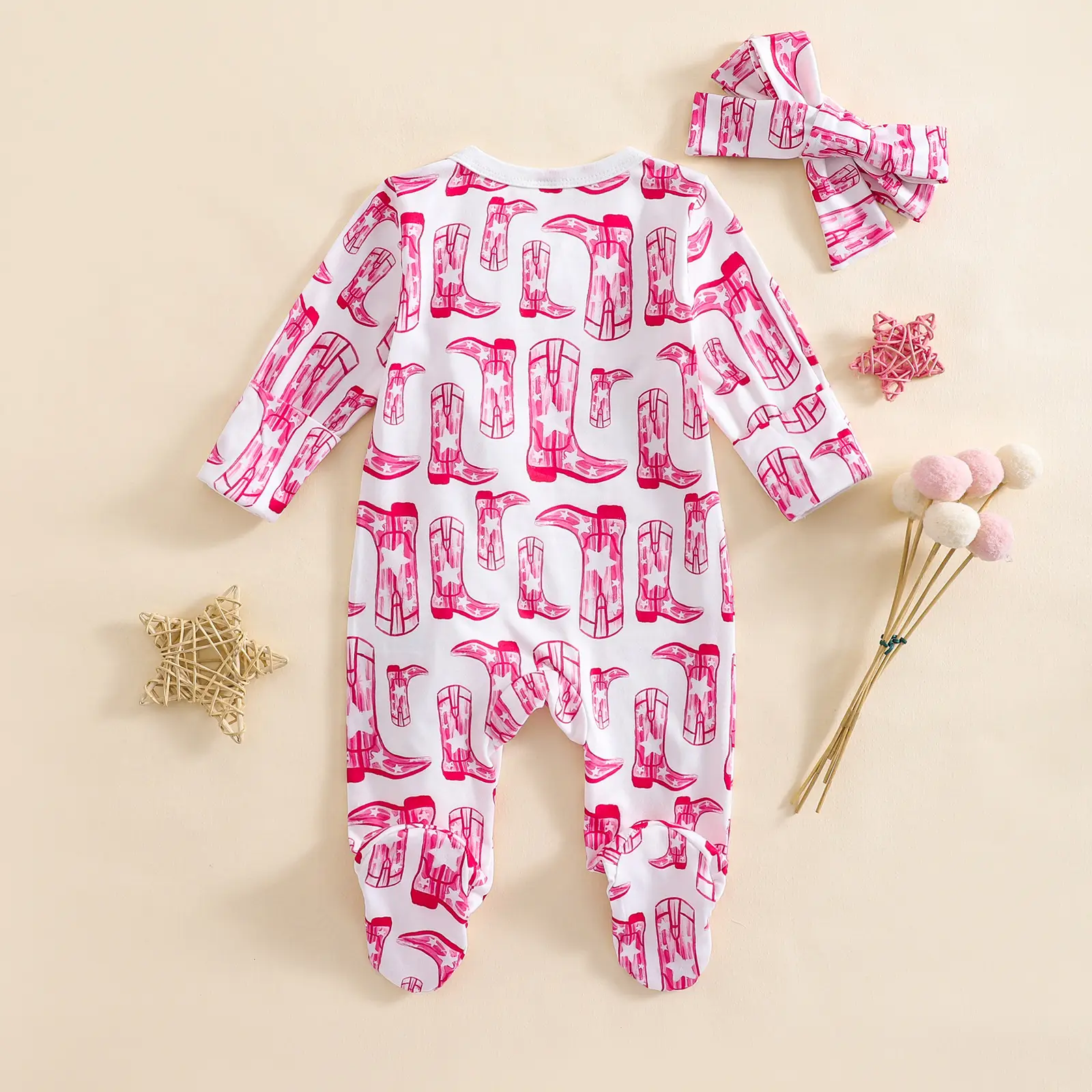 25 New Autum Baby Rompers Western Cowboy High Heels Long-Sleeves Pants Set β feature 4