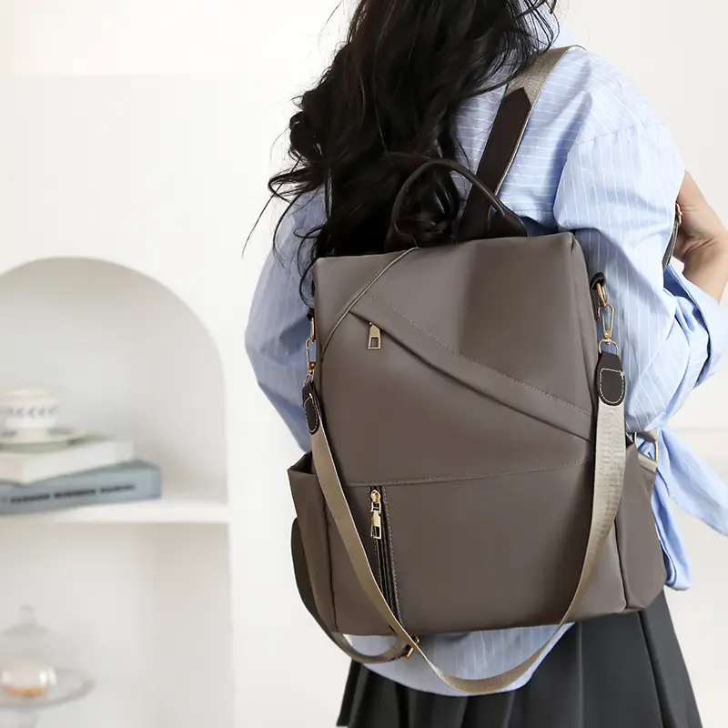 Brown Retro Women's Large Capacity Student Backpack - Image 8