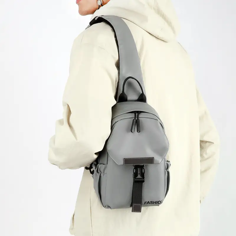 Men's Grey Fashionable Backpack with Crossbody Strap - Image 7