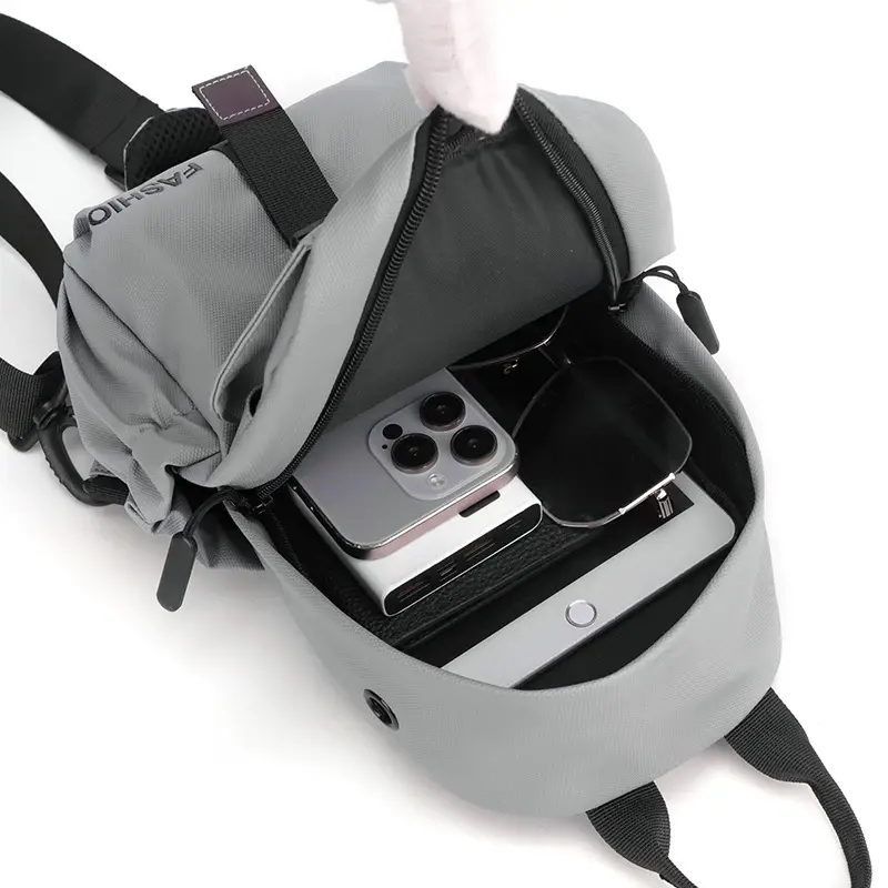 Men's Grey Fashionable Backpack with Crossbody Strap - Image 8