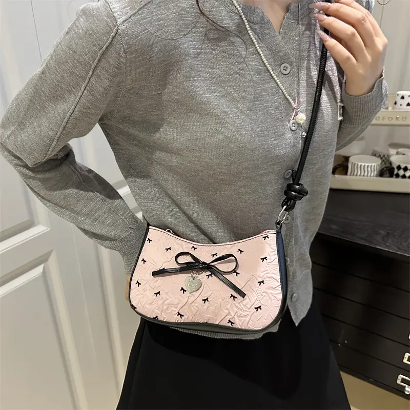 Pink Bow Shoulder Bag 2025 Summer New - Image 3