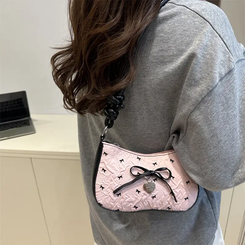 Pink Bow Shoulder Bag 2025 Summer New - Image 5