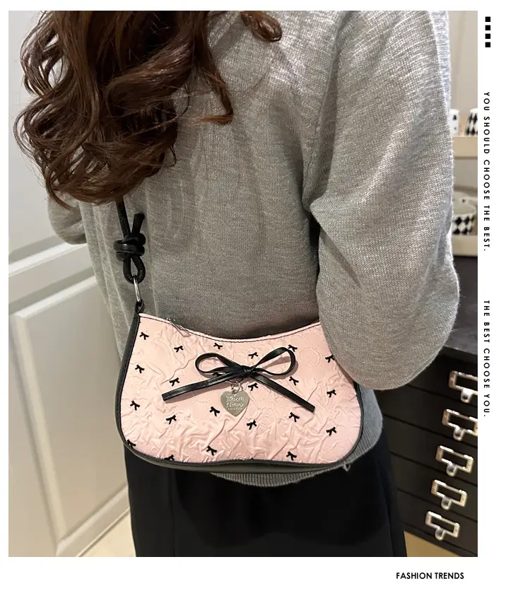 Pink Bow Shoulder Bag 2025 Summer New — feature 2