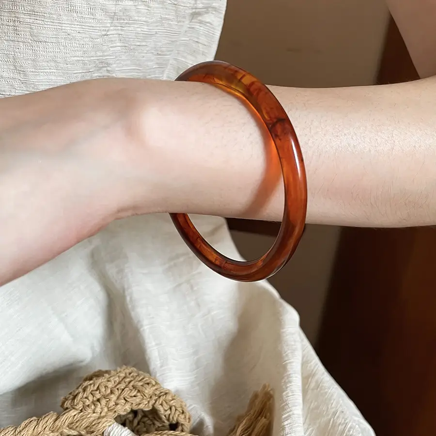 Real Gold Electroplated Geometric Open Bracelet Korean Style Ins Retro Accessible Luxury Bracelet Niche Personalized Design Hand Jewelry for Women