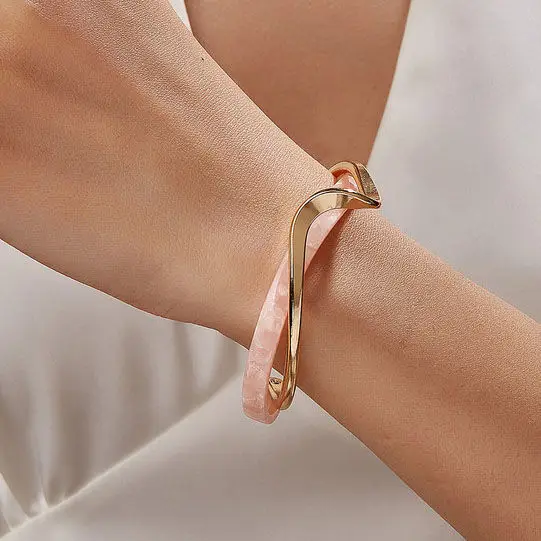 Real Gold Electroplated Geometric Open Bracelet Korean Style Ins Retro Accessible Luxury Bracelet Niche Personalized Design Hand Jewelry for Women