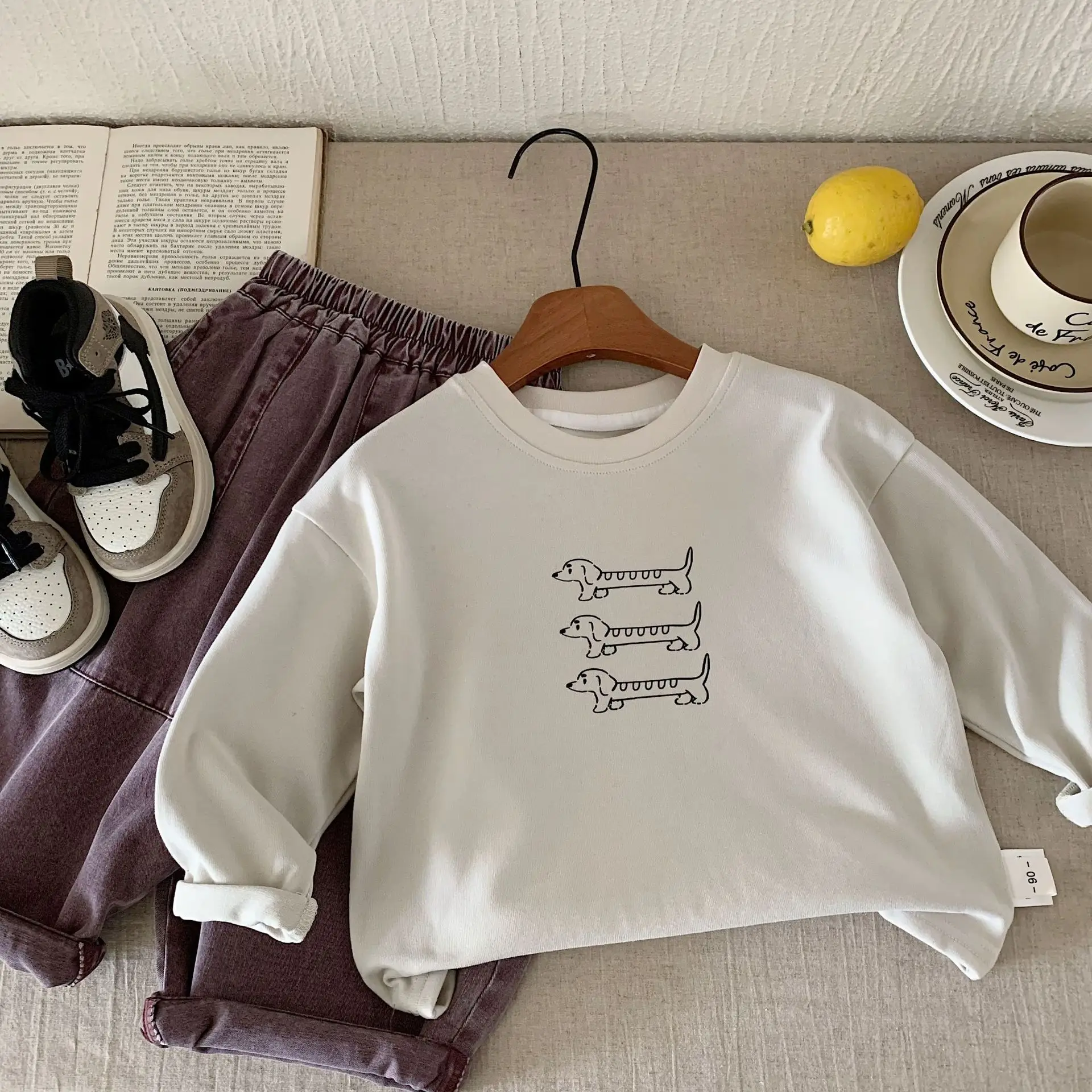 Bangcheng Kids White Graphic Sweatshirt 2026 Spring - Image 3