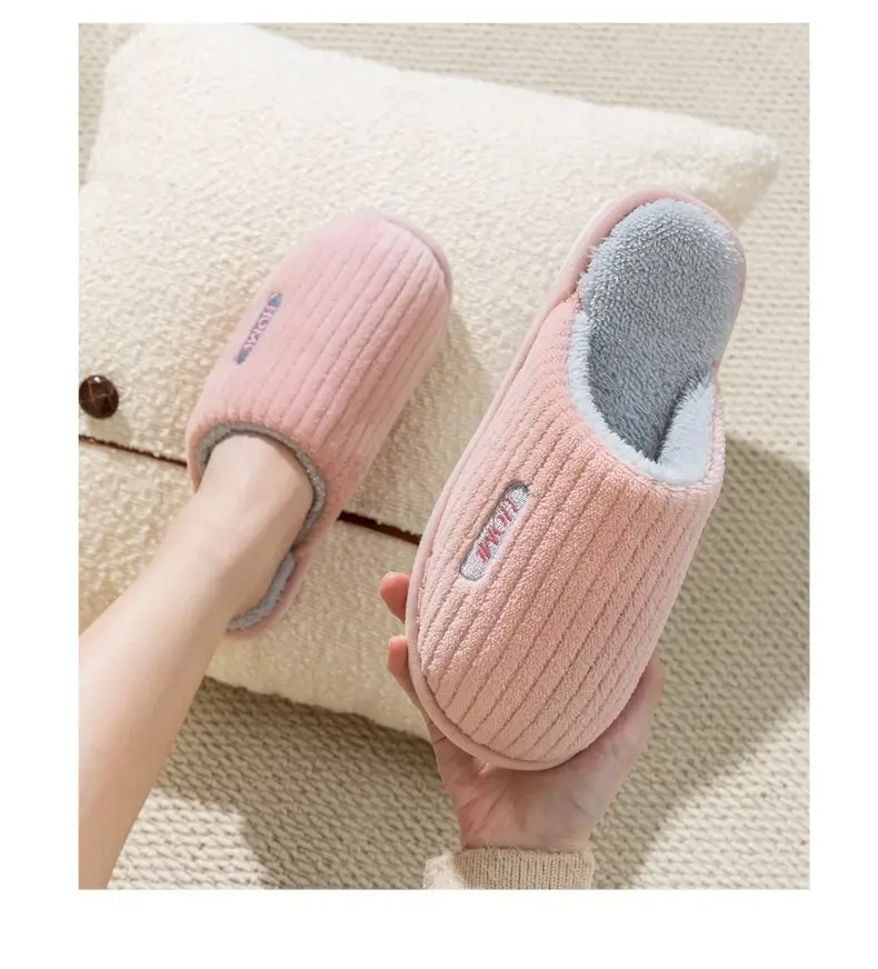 Maternity Cotton Slippers Autumn and Winter Home Plush Warm Cotton Slippers Indoor Non-Slip Home Couple Floor Slippers — feature 12