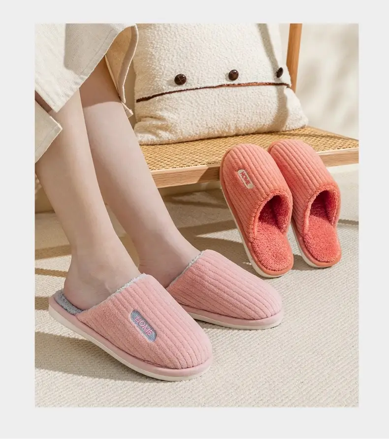 Maternity Cotton Slippers Autumn and Winter Home Plush Warm Cotton Slippers Indoor Non-Slip Home Couple Floor Slippers — feature 14
