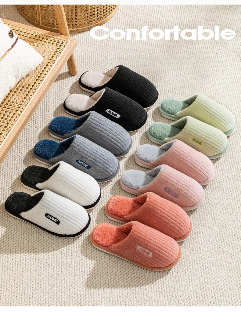 Maternity Cotton Slippers Autumn and Winter Home Plush Warm Cotton Slippers Indoor Non-Slip Home Couple Floor Slippers — feature 19