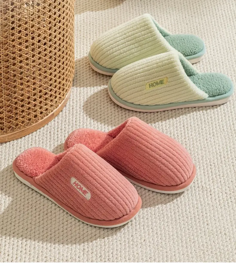 Maternity Cotton Slippers Autumn and Winter Home Plush Warm Cotton Slippers Indoor Non-Slip Home Couple Floor Slippers — feature 3