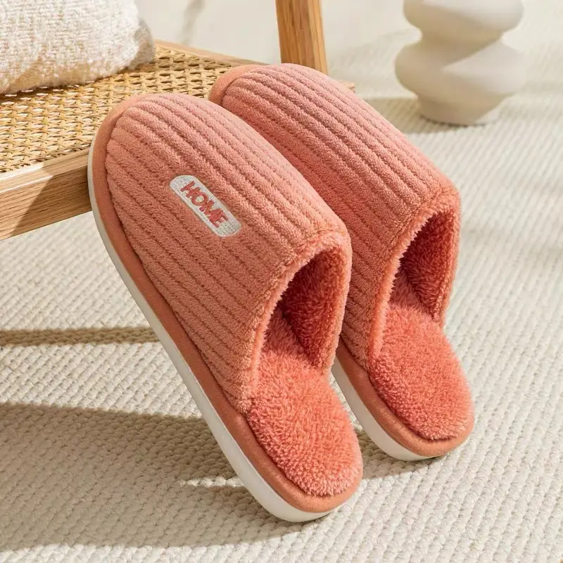 Maternity Cotton Slippers Autumn and Winter Home Plush Warm Cotton Slippers Indoor Non-Slip Home Couple Floor Slippers