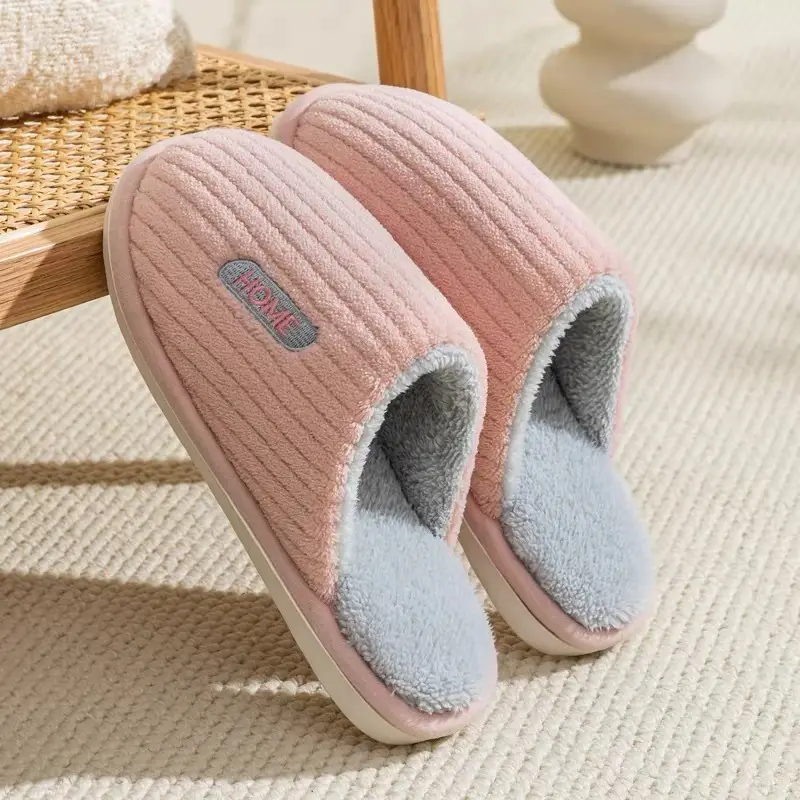 Maternity Cotton Slippers Autumn and Winter Home Plush Warm Cotton Slippers Indoor Non-Slip Home Couple Floor Slippers