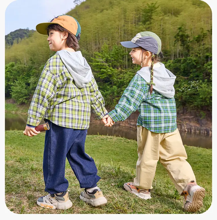 Children's Plaid T-Shirt Green Blue Autumn — feature 21