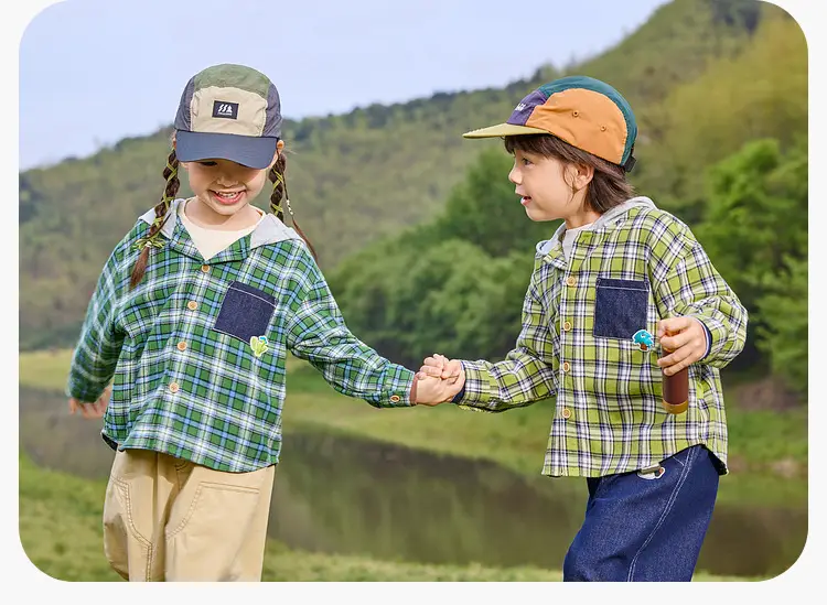 Children's Plaid T-Shirt Green Blue Autumn — feature 23
