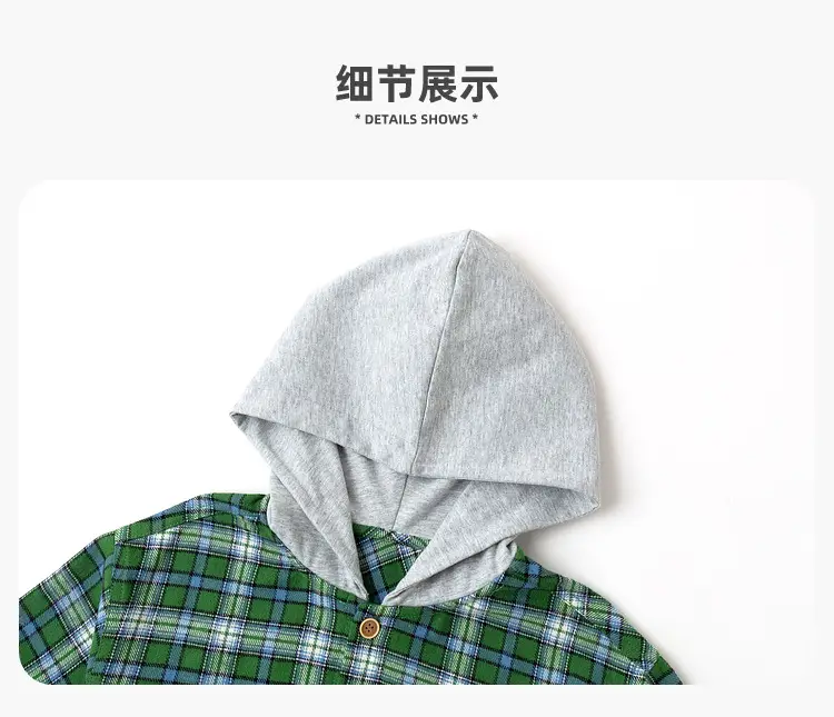 Children's Plaid T-Shirt Green Blue Autumn — feature 24