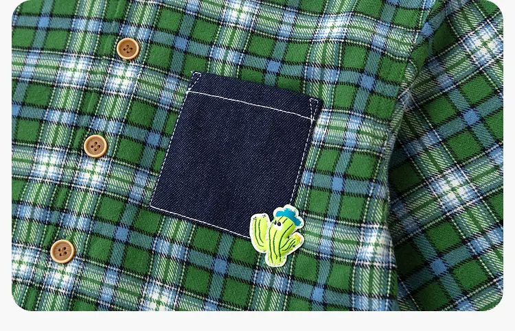 Children's Plaid T-Shirt Green Blue Autumn — feature 26