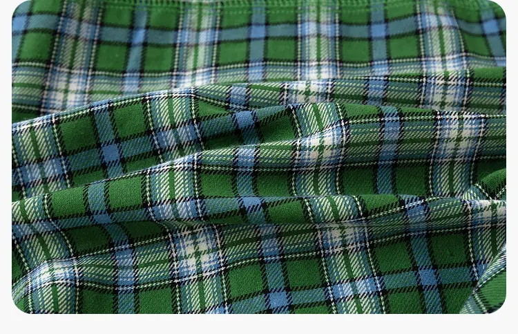 Children's Plaid T-Shirt Green Blue Autumn — feature 31