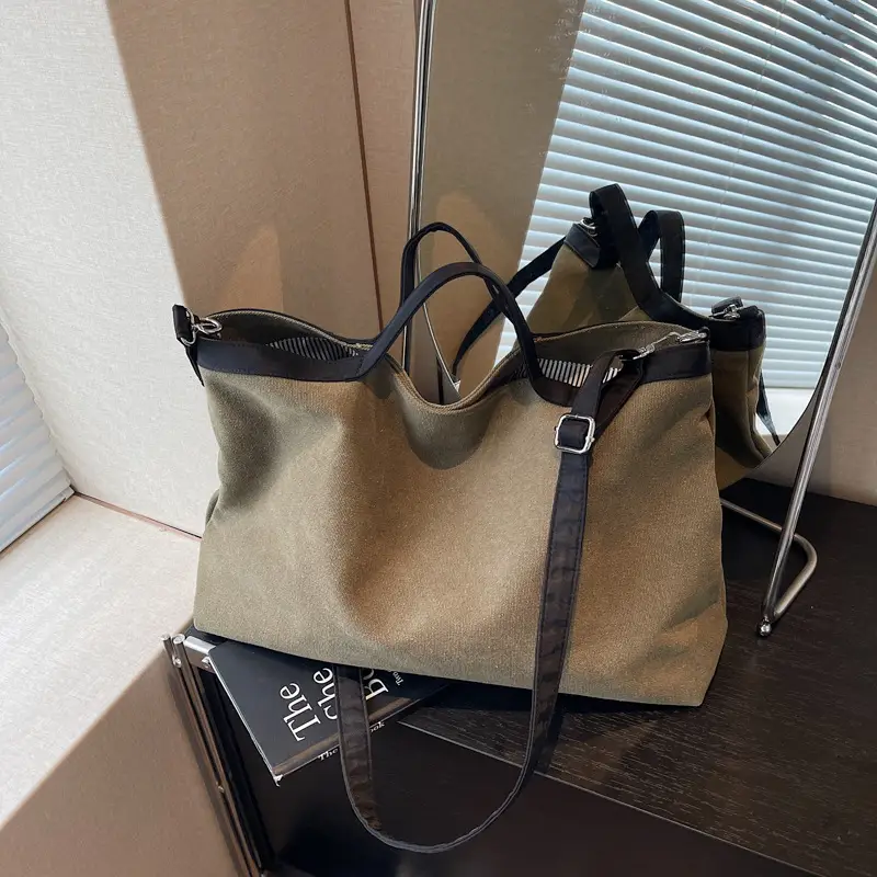 Women Satchel Tote Bag Beige Black 2025 Summer Fashion