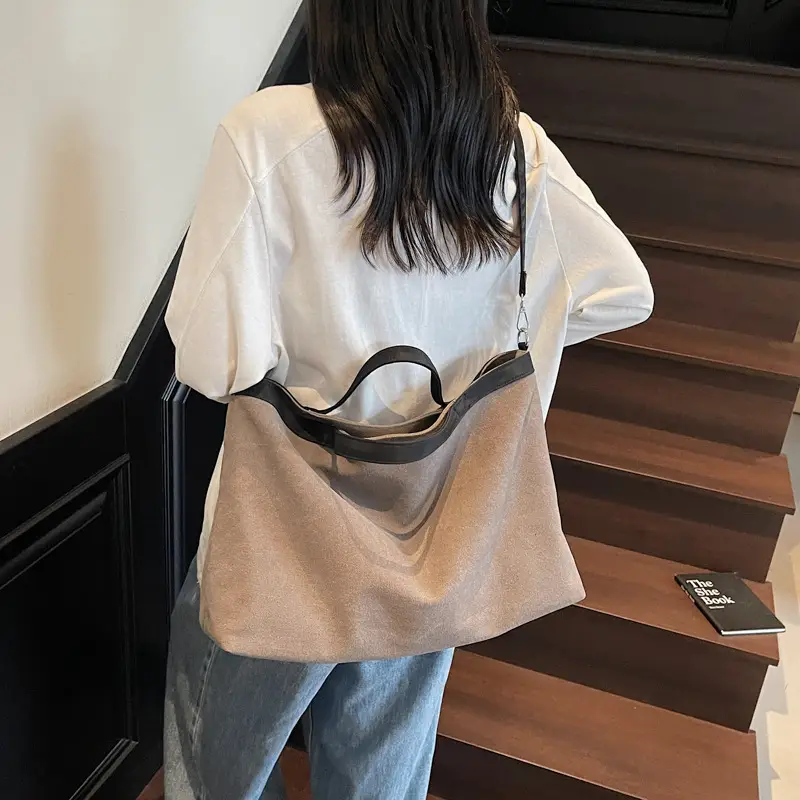 Women Satchel Tote Bag Beige Black 2025 Summer Fashion