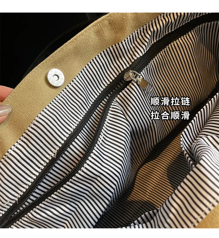 Women Satchel Tote Bag Beige Black 2025 Summer Fashion — feature 4