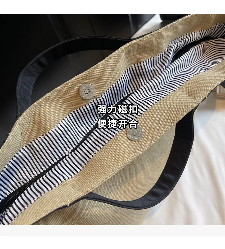 Women Satchel Tote Bag Beige Black 2025 Summer Fashion — feature 7