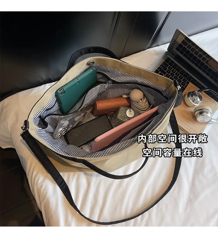 Women Satchel Tote Bag Beige Black 2025 Summer Fashion — feature 8