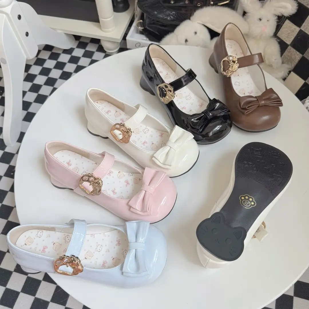 (Hug Cat) Original Versatile and Cute Lolita Shoes with Low Heels and Small Round Toes — feature 2
