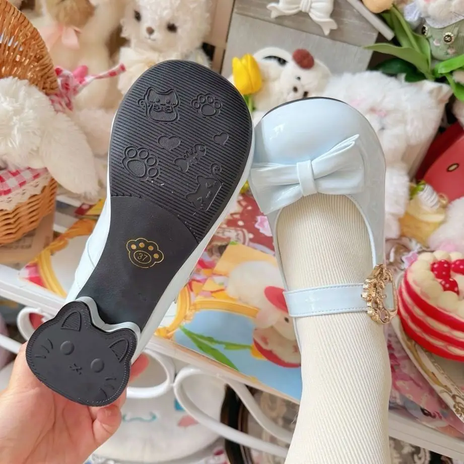 (Hug Cat) Original Versatile and Cute Lolita Shoes with Low Heels and Small Round Toes — feature 7