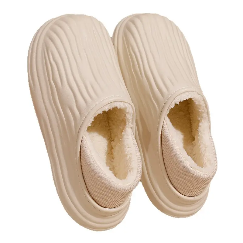 Bitter Melon Cotton Slippers with Closed Toe, Waterproof Cotton Slippers with a Stepping-On-Poop Sensation, Home Cotton Shoes for Women, Winter Warm Non-Slip Bitter Melon Couple Slippers - Image 8