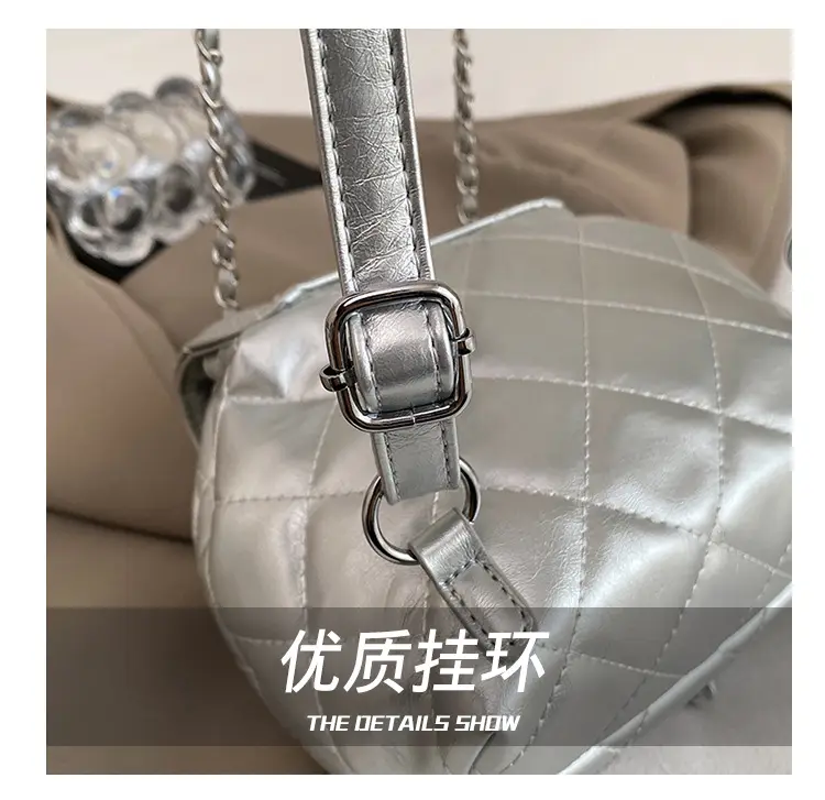 Silver Quilted Chain Shoulder Bag 2025 Fashion — feature 6
