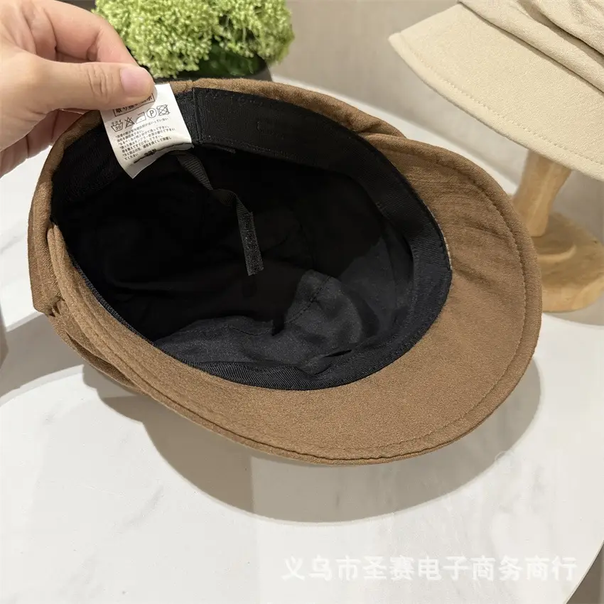Japanese Style Pleated Cap for Women Large Brown Black — feature 4