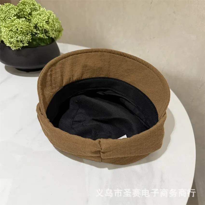 Japanese Style Pleated Cap for Women Large Brown Black — feature 5