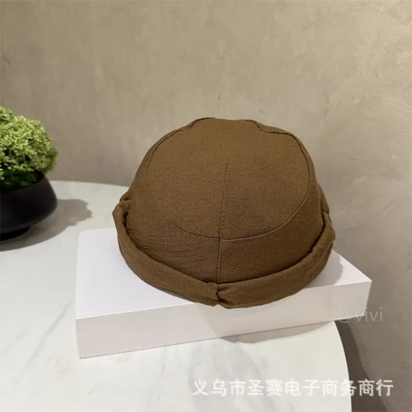 Japanese Style Pleated Cap for Women Large Brown Black — feature 6